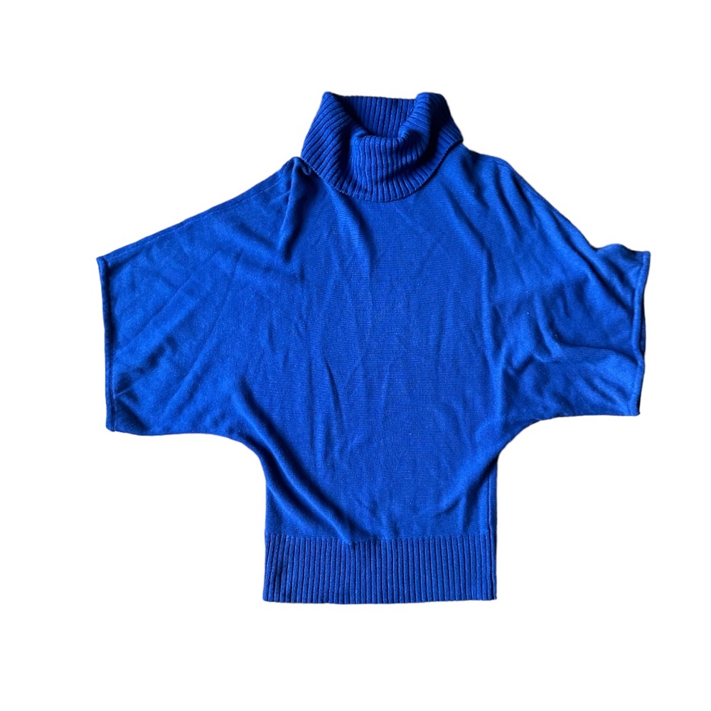 INC Womens Size XS Dolman Sleeve Turtleneck Stretchy Knit Sweater Royal Blue